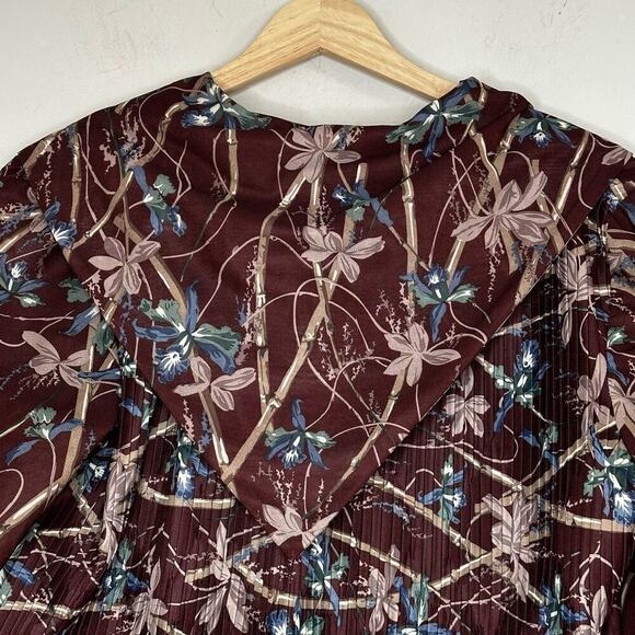 70s two piece Botanical bamboo floral skirt and shirt - Picture 7 of 8